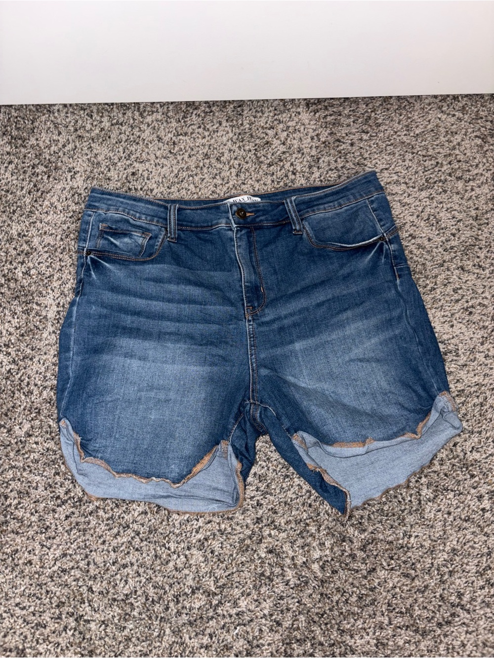 Women's Rolled Hem Denim Shorts - Dark Blue